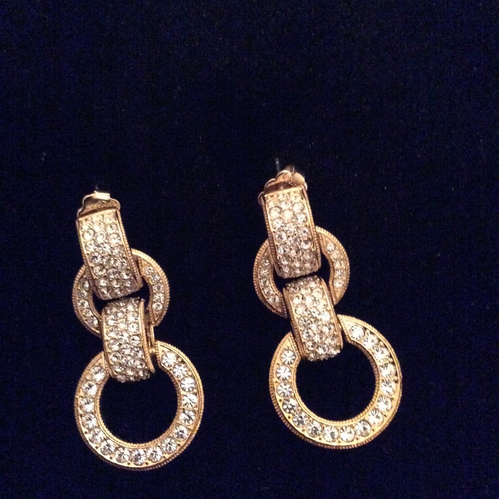 Stunning gold and pave drop earrings